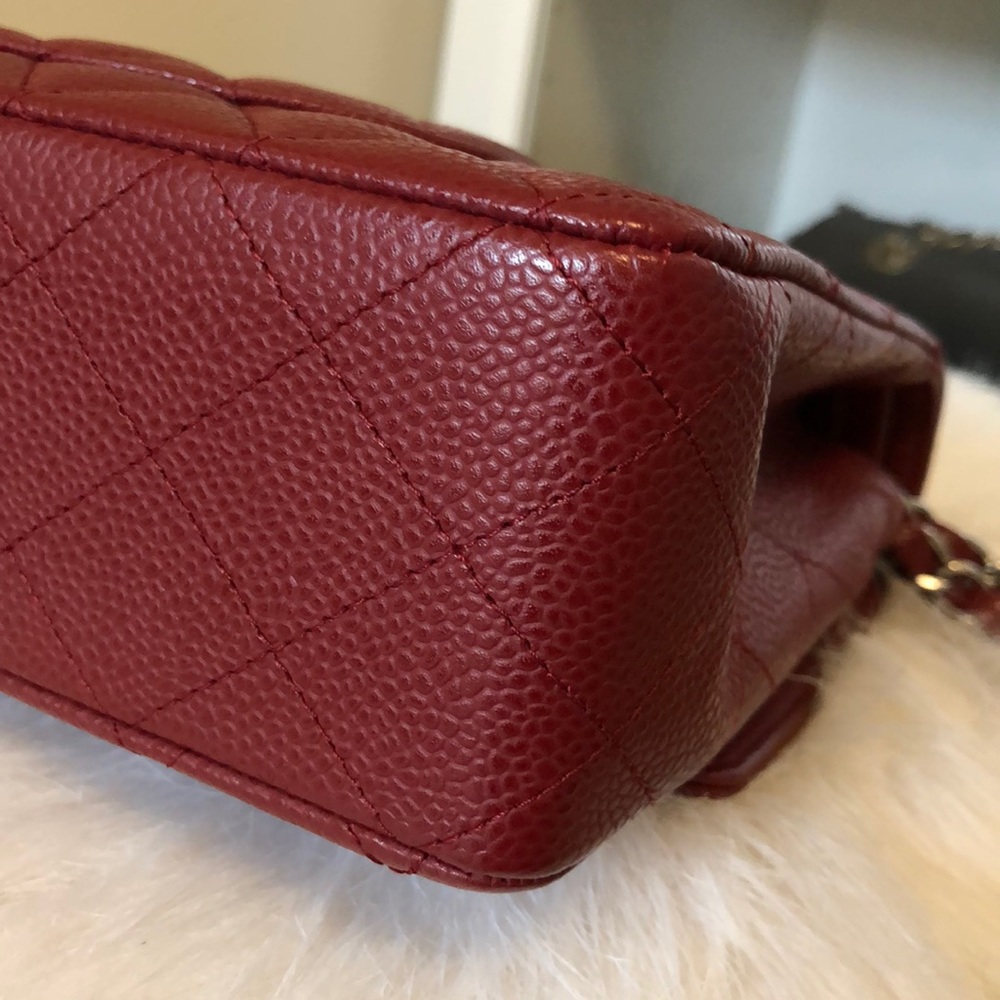 💯Authentic CHANEL Dark Red Cavier Medium Flap - Picture 8 of 9